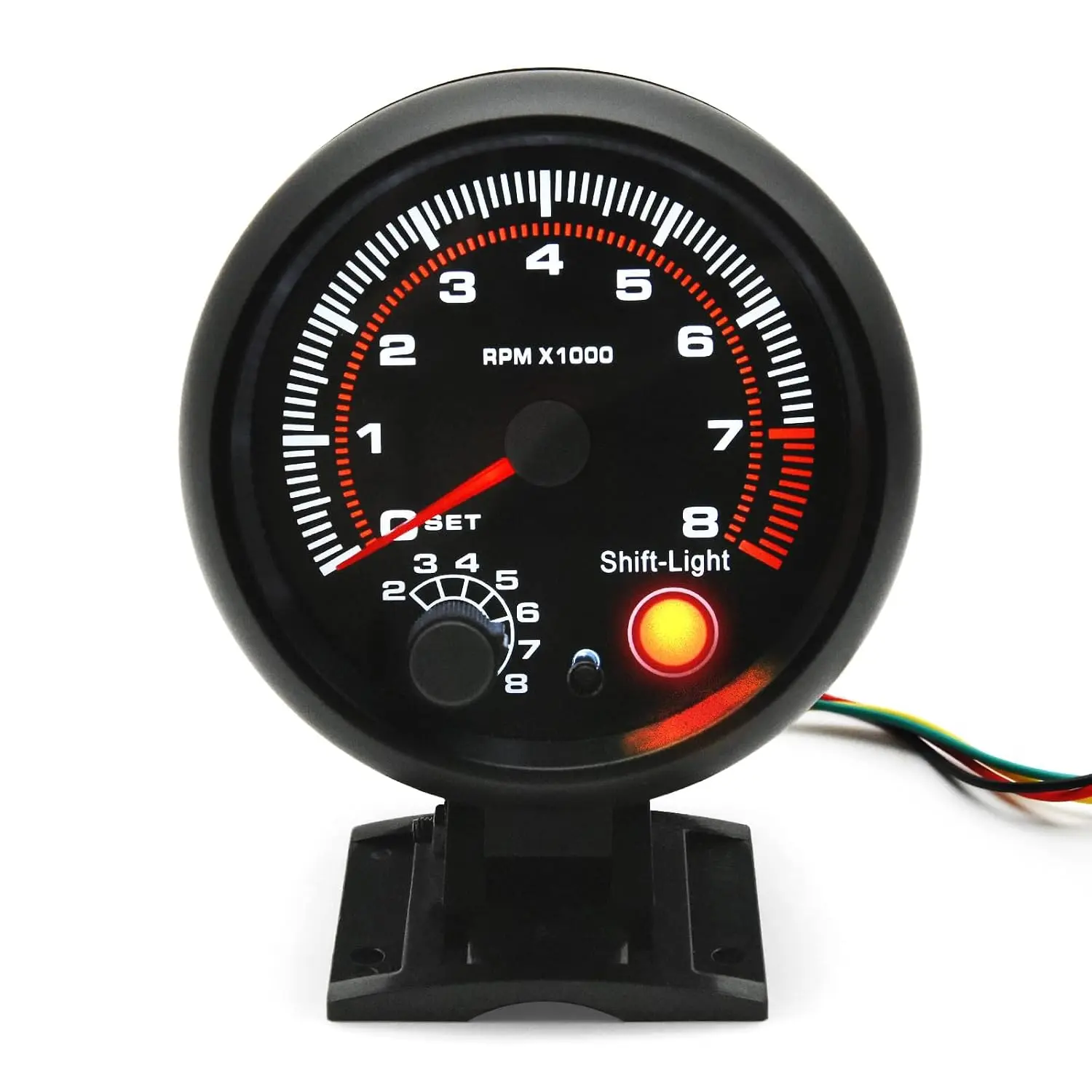 3.75 inch  Tachometer with Shift Light, 8000 RPM Gauge, 5-Level Adjustable Brightness Backlight Tach for 12V AUTO