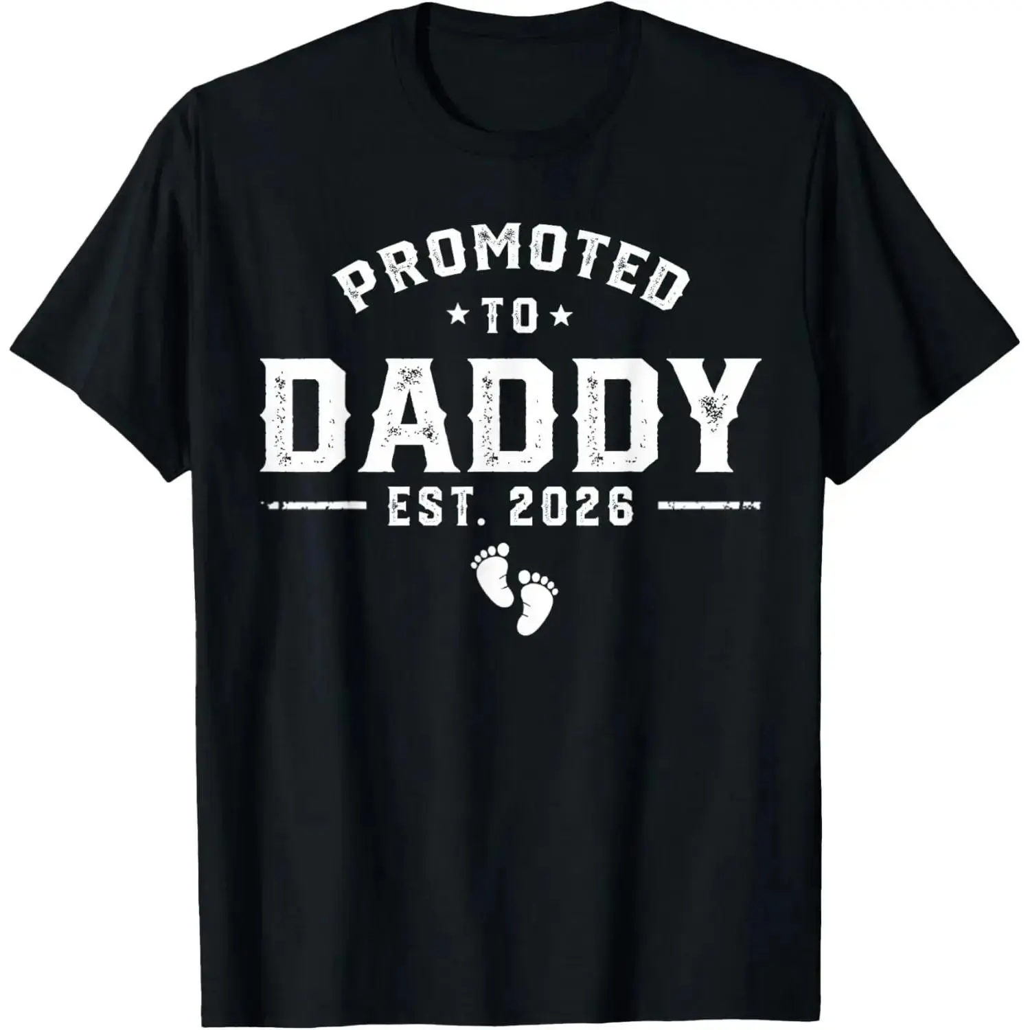 Men's Pure Cotton Fitted Cut Casual Print Tee - Daddy Print Est 2026 Tshirt, Short Sleeve Round Neck Streetwear Top, Breathable Lightweight for New Dads, Menswear, Graphic, No