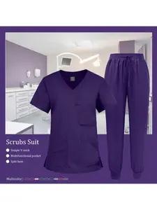 Practical Set for Men's Work Nurse Doctor Scrubs Set Thin Short Sleeve Long Pants Hospital Work Uniform Workwear