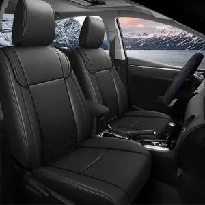 Perfect Fit for Toyota Tacoma 2024-2025! Faux Leather Seat Covers | Double Cab SR5/TRD Sport/Off-Road/Limited/SR - Full Set 5 Seats Black, Easy Install, Car Seat Protectors, Car Seat Cover