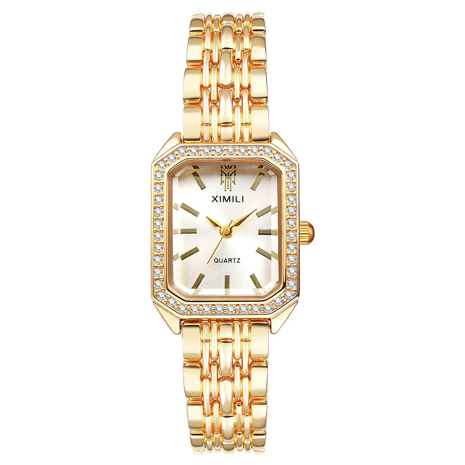 OIDEA Women's Lightweight Square Quartz Watch - Gold Analog, Elegant Vintage, Rhinestone Diamond-Accented Small Stainless Steel Bracelet Wristwatch, Girly Accessory, Top Mothers Day Gift Ideas (Mom Gift, Watches for Women, Things to Get for Mothers Day) s
