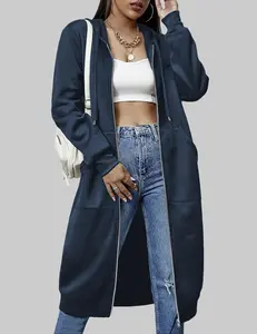 ZEAGOO  Women Casual Zip up Fleece Hoodies Tunic Sweatshirt Long Hoodie Jacket Cotton Long Sleeve fitted striped knitwear