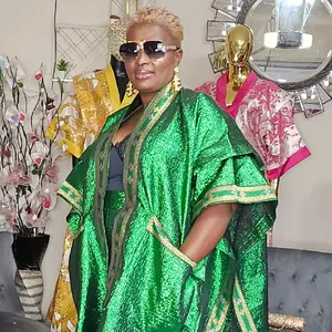 Brocade Kimono Set - Green and Gold Color Scheme Fashionable Design