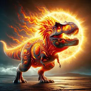5D DIY Full Drill Round Diamond Painting - Diamond Art Kit Flame Dinosaur Mosaic, Canvas - DIY Decorative Painting, Home Wall Decor, Perfect for Halloween and Christmas, Independence Day, Birthday and Anniversary Gifts