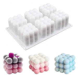 3D Bubble Candle Molds - 6 Cavity Bubble Cube Silicone Mold for Candles Soap Making, Bubble Cake Mold for Baking Dessert Mousse Cake Jelly Ice Cream