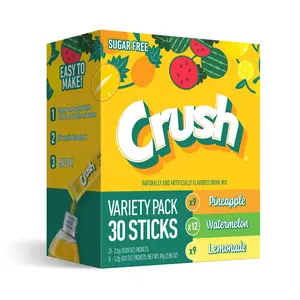 Fruit-Flavored Hydration Powder Drink Mixed Variety Pack - 30 Count, 3 Flavors (Pineapple, Watermelon, Lemonade), Sugar-Conscious Unique Blend, Compact Pouch Beverage