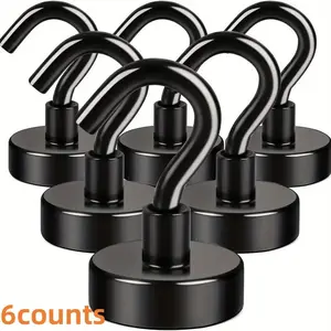 Magnetic Hanging Hook, 6 Counts/set Magnetic Hook, Strong Heavy Duty Magnet Hook, U Shaped Hook, Removable Hooks, Home Organizer for Kitchen, School, Office, Outdoor, Home Hardware Supplies