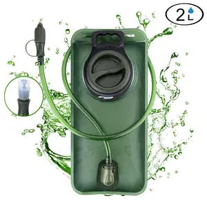 2L Green Food-Grade EVA Hydration Bladder, Leak-Proof Water Reservoir with Leak-Proof Seal, BPA-Free Eco-Friendly Large Capacity Bag, Backpack-Compatible, Large Opening, High-Flow Bite Valve for Hiking, Cycling