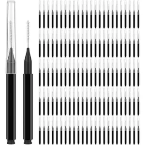 120Pcs Eyebrow Brush with Cap, Brow Lamination Brush Supplies, Micro Eyebrow Brush And Comb Spoolies for Eyebrows Eyelash Extensions (Black, White)