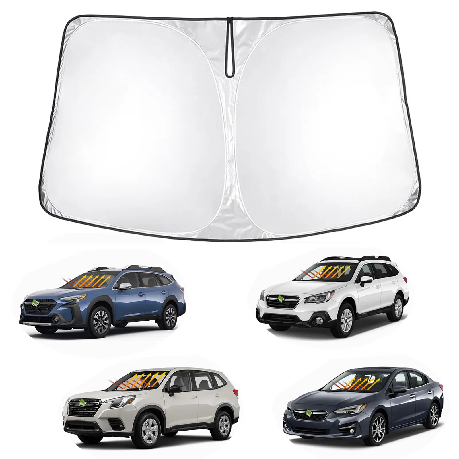 Canvcle Custom Fit Windshield Sun Shade for Subaru Outback 2015-2026 Impreza WRX STI 2017-2023 Forester 2019-2026, 240T 5 Layers Reflective Fabric Foldable Sun Visor, Blocks 99% UV Rays Heat Insulation Keeps Car Cooler