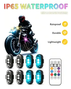 【2026 New Upgraded 8Colors IP65 Waterproof Car LED Light, Remote Control LED Strobe Light - 6Pcs】Anti-collision Aircraft Light Warning Light, Multifunctional Car Decorative Light, Car Ambient Light, Multiple Lighting Modes - Portable USB Rechargeable,summ