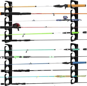 Fishing Rod Rack Pole Wall or Ceiling Storage Holder Hook Keeper Display Hanger Organizer Mount for Garage, Cabin Storeroom Porch and Basement Poles Holds 12 Rods Heavy Duty Metal safe