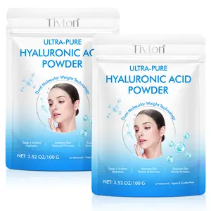Tivlon Pure Hyaluronic Acid Powder 100g X 2 Bags, High Molecular Weight, Water-Soluble, Non-Gmo, Gluten-Free, for Skin & Face Care