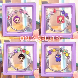 Cartoon Character Beaded DIY Charm Bracelet, Adjustable Steel Wire Chain, Anime Girl Style, Perfect Gift for Students and Friends, Kawaii Bracelet