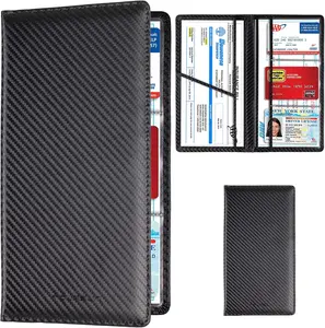 Car Registration and Insurance Card Holder, Vehicle License Document Glove Box Compartment Organizer, Interior Car Accessories for Women Men Teens (Carbon Fiber Black)