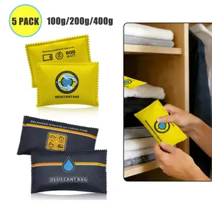 Moisture Absorbers 5 Pack Set,Reusable Color Changing Silica Gel Desiccant Packs, Microwave Renewable Moisture Absorber for Home Car Wardrobe Shoe Cabinet Storage summerwins,summerwins