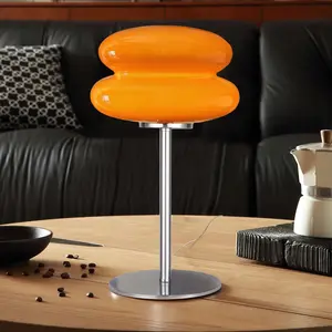 Mid Century Modern Lamp for Nightstand Table Lamp for Bedroom Dimmable Retro Egg Tart Bedside Small Lamps Unique Home Mushroom Decor Aesthetic Cute Table Lamps nightstand lamp