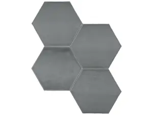 6 in Teramoda Charcoal Hexagon Glossy Pressed Glazed Ceramic Tile