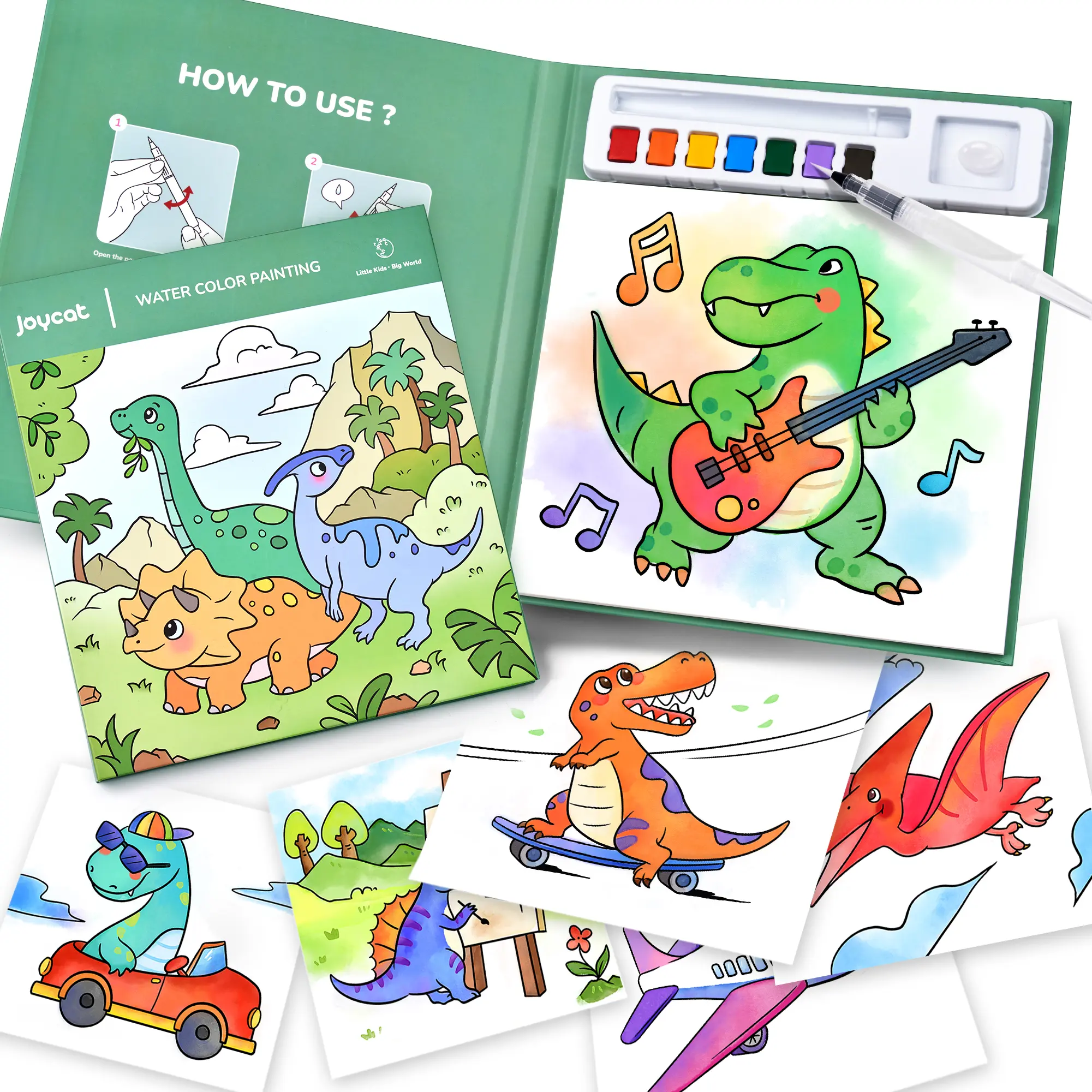 JoyCat DIY Painting Set for 4+ Kids - Includes Workbooks, Drawing Paper, Doodle Books, Watercolor Paint Brushes, Animal-Themed Arts & Crafts Toy, Kids Learning Materials, Travel Toy, Birthday Gift summerwins