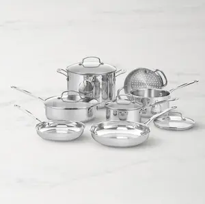 Cuisinart Chef's Classic Stainless Steel 11-Piece Cookware Set with Ergonomic Handles & Tempered Glass Lids for Superior Heat Conduction