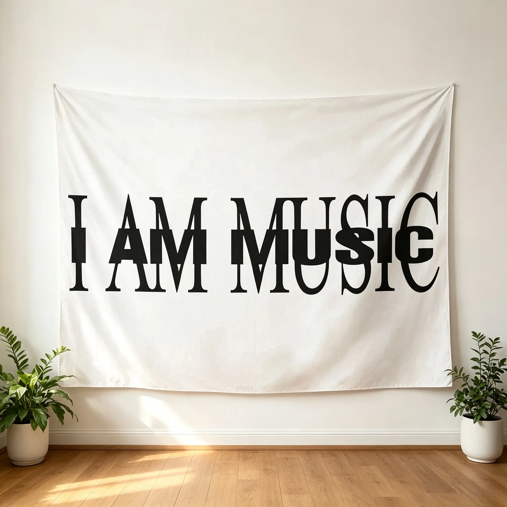 Emmwiony I AM MUSIC Album Cover Tapestry, Minimalist Blush Pink Full Print Wall Backdrop, 30x40in Multi-Size Home Decoration, Lightweight Hand Washable Indoor-Outdoor Textile, Gift for Bedroom Dorm