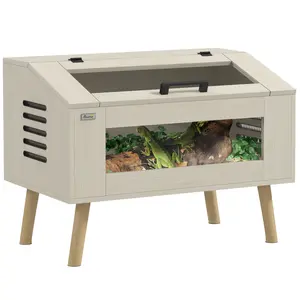 PawHut Reptile Terrarium 30 Gallon Top Opening Reptile Tank with Glass Windows Air Ventilations, Wooden Hamster Cage for Snakes Lizards Horned Frogs Chameleons Gerbils, 31.5" x 20" x 24"