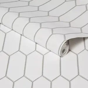 Hexagon Tile Peel & Stick Wallpaper White - Threshold Hexagon Tile Peel & Stick Wallpaper White - Threshold