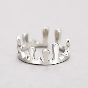 Alloy irregular lava crown ring silver red girls daily jewelry gift