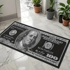 1pc Dollar Bill Pattern, Long Bedside Carpet, Soft Indoor Mat, Creative Home Decor, Decorative Area Rug, Home Decor Rugs for Living Room & Bedroom