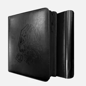 RAVAVER 9-Pocket Trading Card Binder Holds 360 Cards with Side-Loading Sleeves and Customizable Label Slot & Durable PU Cover,Suitable for loose cards, Black Album for Pokémon TCG & Sports Card Collectors, Gift Ready Multi-Pocket Side-Loading Card Binder