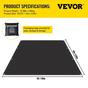 【Father's Day】VEVOR Fire Blankets, 2 Pack Welding Blankets, 6\' x 10\' Fire Suppression Blanket, 1022 °F Flame Retardant Blanket, Black Fire Emergency Blankets, Fiberglass Fire Retardant Blanket with 8 Brass Gromme