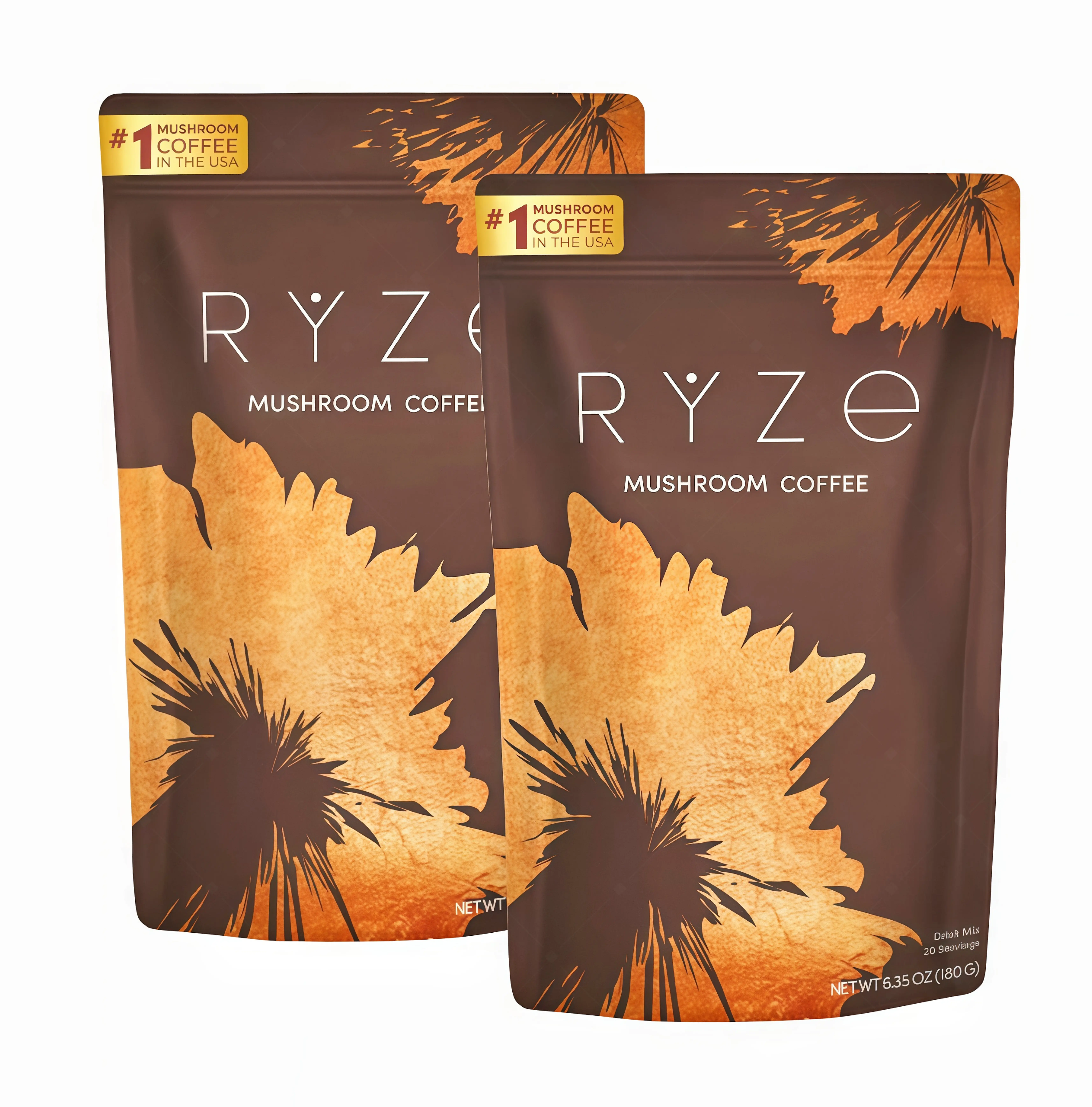 2 Pack RYZE Mushroom Coffee USDA Organic with 6 Adaptogenic Mushrooms and MCT Oil SU USA Grown Instant Coffee for Better Energy, Focus, Digestion, Immunity with Turkey Tail, Shitake, Lion's Mane, 30 Servings Vitamin