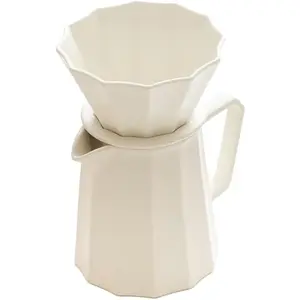 WENSHUO Pour Over Coffee Maker, Multi-sided Petal Design, Matte Crème, 9.6oz