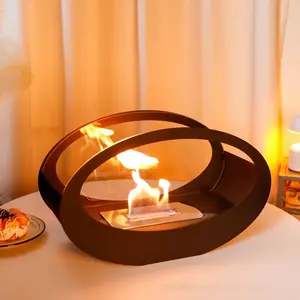 Creative Cruise Shaped Desktop Fireplace, Portable Bioethanol Burning Fire Pit, Decorative Home Fireplace for Living Room Dining Room