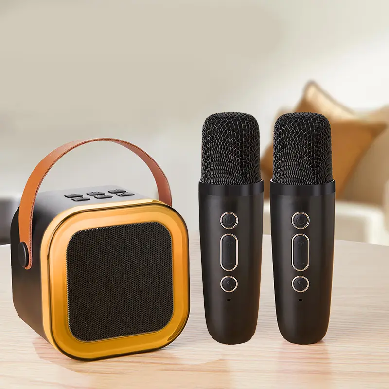 Portable Mini Karaoke Machine with 2 Wireless Mics, Bluetooth Speaker, LED Lights, 5 Variable Voices, Rechargeable Battery – Christmas Holidays Gift for Toddlers Ages 3-12+ (Phones & Electronics Audio Speaker)