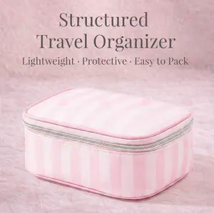 Structured Travel Organizer for Makeup and Cosmetics | Lightweight Flat Design Padded Case for Suitcases & Totes | Durable Easy Clean Beauty Pouch with Smooth Metal Zipper | Spring 2026 Graduation Mother's Day Gift