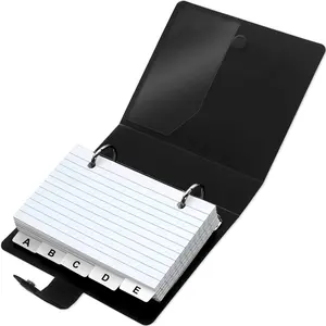 Lined Ruled Index Cards (3x5 in) - 100 Count Office & Classroom Supplies, Includes Storage Binder Holder and Black Index Dividers