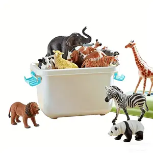 51 PCS Realistic Jungle Animal Figures Set | Large Wild Zoo Animals Playset with Lion, Elephant, Giraffe | Educational Safari Animal Collection