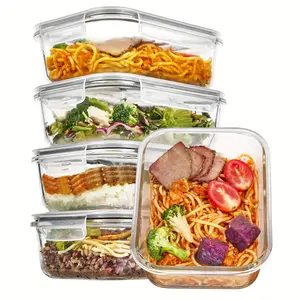 5-piece set of 35-ounce glass food storage containers with lids, airtight and reusable lunch containers, suitable for the kitchen, safe for use in the oven, microwave, freezer, and dishwasher