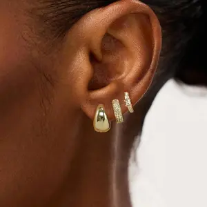 Tasiso Gold Hoop Earrings Sets for Women 14K Gold Plated Small Earring Sets for Multiple Piercing Hypoallergenic Chunky Earrings for Women