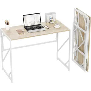 Folding Desk Writing Computer Desk for Home Office, No-Assembly Study Office Desk Foldable Table for Small Spaces