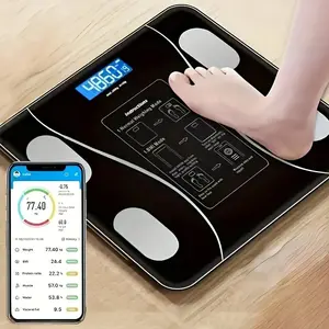 FMW-Intelligent Digital Body Weight Scale High Precision Weighing Bathroom Scale with Backlit LED Display Sturdy Tempered Glass Compact Weigh Scale 400 Lbs/180 Kg Max Weight Capacity for Home Body Weighing