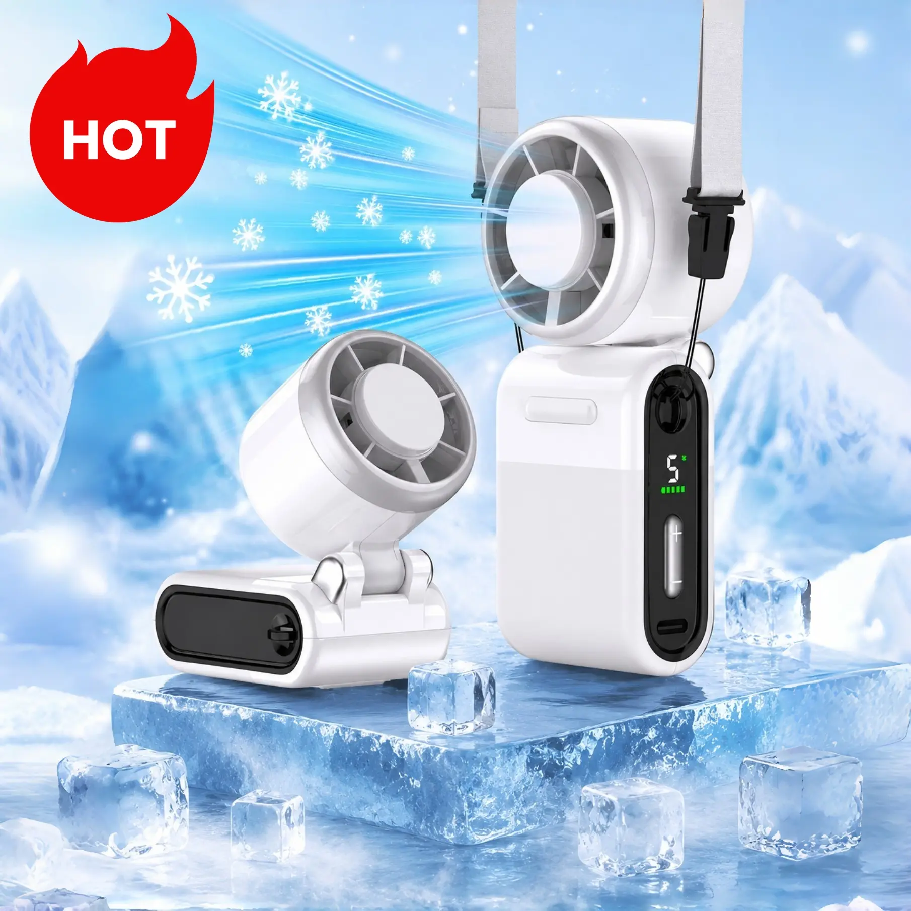 High-Speed ​​Turbo Handheld Fan,(15,500 RPM/4000mAh / 5-Speed ​​Strong Airflow / USB Rechargeable )Foldable Pocket Fan,Rapid Cooling; suitable for travel and makeup application; an ideal portable cooling fan gift