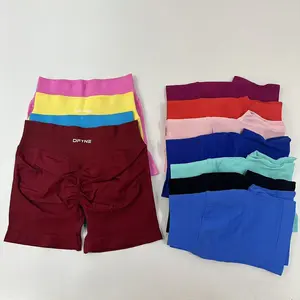DFYNE Shorts Low Ribbed Band Yoga Shorts Seamless Scrunch Bum Workout Gym Shorts Booty Stretch Running Shorts Fitness Clothes