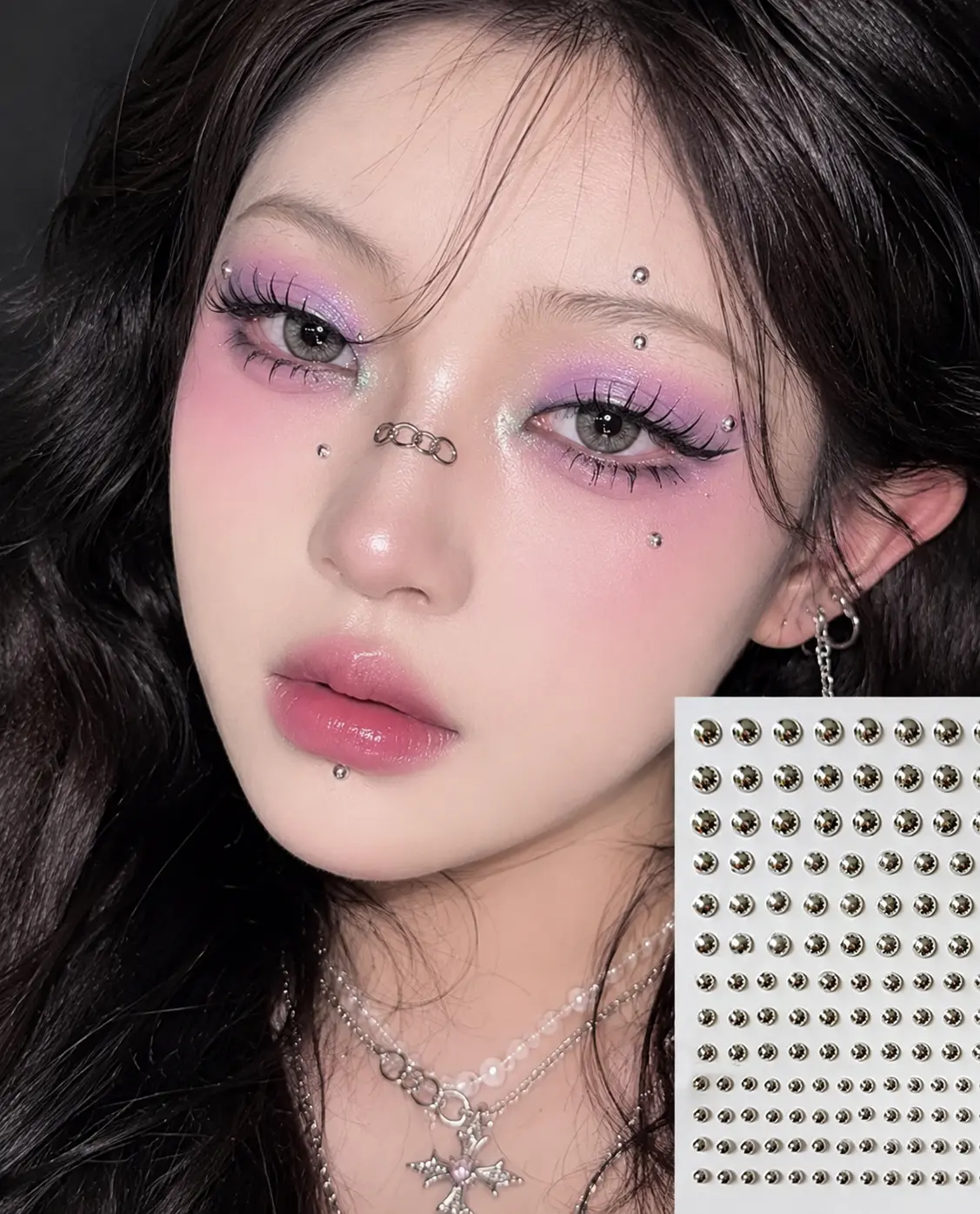Try the Piercing Look First - No-Pain Fake Nose, Lip & Eyebrow Piercing Stickers, Reusable Face Gems for Alt, Y2K & Festival Makeup