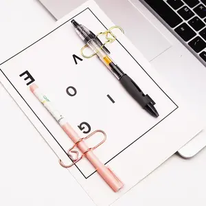 6Pcs Multifunctional Metal Heart Pen Clip, Pen Holder for Notebook, Paper Clip Holder Pen Holder for Clipboard, Cute Notebook Pen Loop Holde