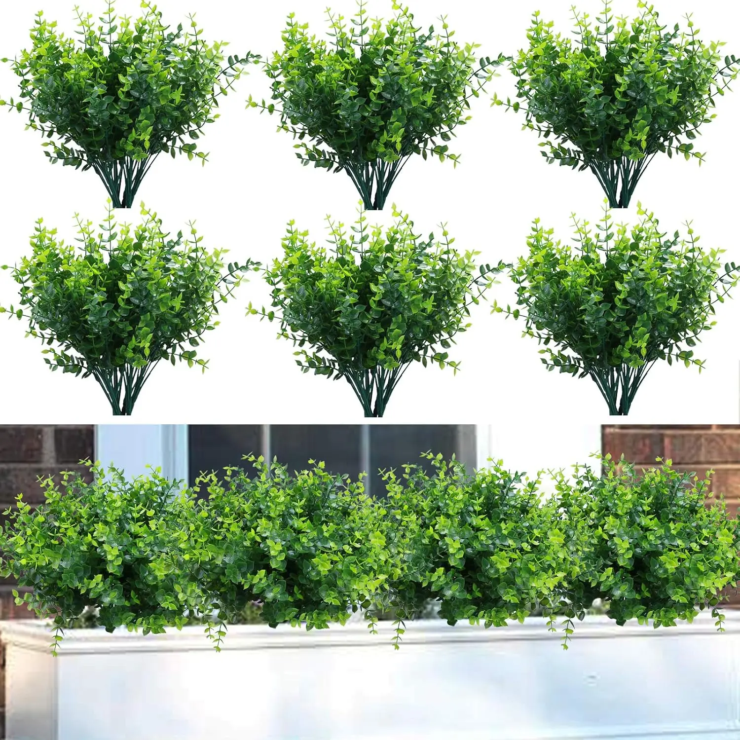 8-Piece UV-Resistant Lifelike Artificial Flower Bouquet & Fern Plants, Decorative Faux Plastic Greenery Shrubs for Farmhouse Garden, Birthday Decor, Window Sill | Home Improvement Building Supplies