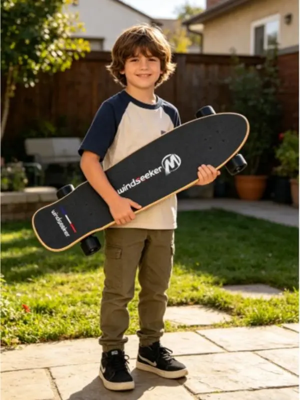 Windseeker Trackless Electric Skateboard for Teens - Beginner-Friendly, Remote Control, 4-Speed Controller, Durable Maple Deck, 15.5 MPH Top Speed, 10 km Range, Solid Reliability, Great Balance Control, for Casual Outdoor Fun, Daily Campus Commutes