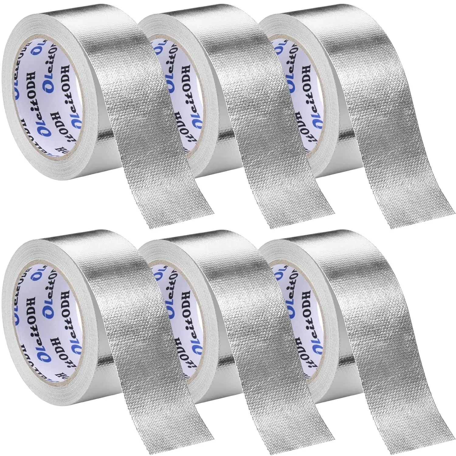 6Pack Adhesive Aluminum Foil Fiberglass Heat Shield Tape 2in x 66ft Silver Self-Adhesive Reflective Foil Tape Thick Heat Resistant Tapes for HVAC Ducts Furnace Dryer Vent Auto Engine Insulation Repair