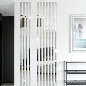 10 silver long acrylic mirror wall stickers, 4x50cm self-adhesive waistline decorative strip, easy to install without holes, suitable for living rooms, bedrooms, ceiling frames, TV background walls, beautiful seam stickers, horizontal, plastic material
